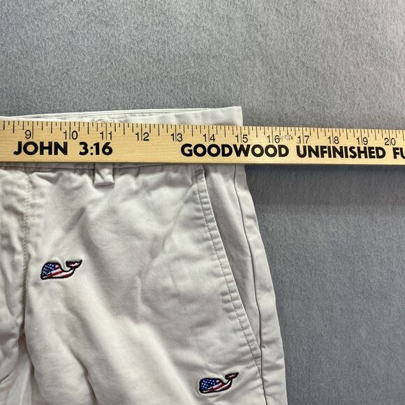 Vineyard Vines Shorts Men 30 Beige Chino Club Short USA Flag Whale Embroidery - Picture 12 of 15